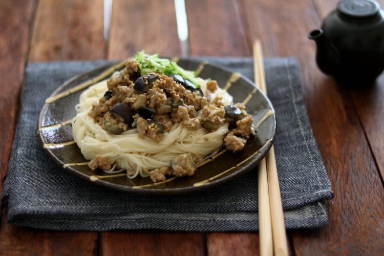 なす入りごま肉みそそうめん