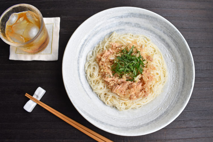 簡単ツナと青じそのそうめん