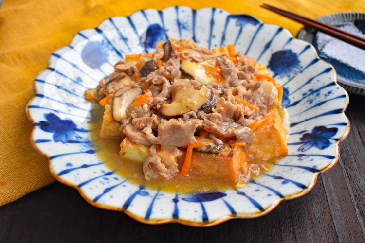 【下味冷凍】豚と野菜の万能あんかけ厚揚げ