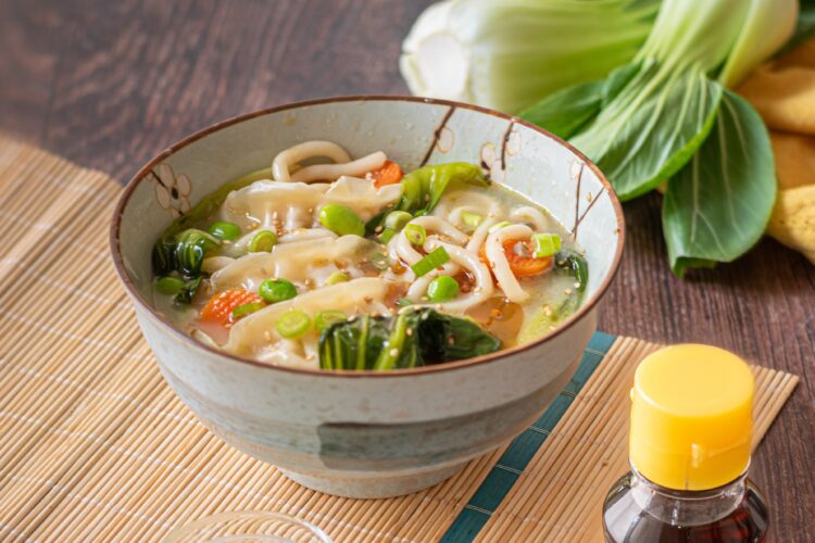 Sesame gyoza noodle soup