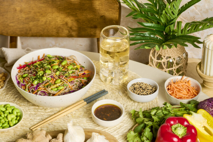 Rainbow soba salad