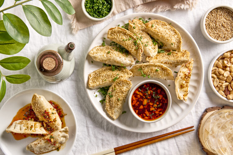 Sesame crusted dumplings
